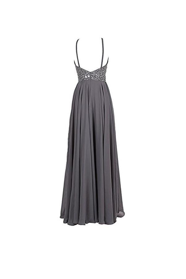 Vestidos de gala con tirantes, pedrería y espalda descubierta PG263