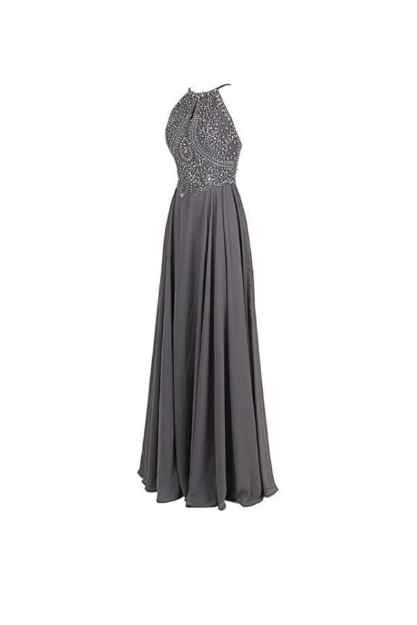Vestidos de gala con tirantes, pedrería y espalda descubierta PG263