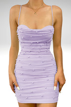Octavia | Robe de bal fourreau plissée en tulle avec perles