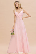 Robe de demoiselle d'honneur rose à bretelles en forme de cœur, dos nu en mousseline, robe de soirée
