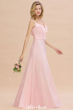 Robe de demoiselle d'honneur rose à bretelles en forme de cœur, dos nu en mousseline, robe de soirée