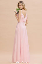 Robe de demoiselle d'honneur rose à bretelles en forme de cœur, dos nu en mousseline, robe de soirée