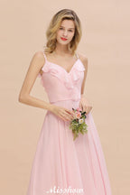 Robe de demoiselle d'honneur rose à bretelles en forme de cœur, dos nu en mousseline, robe de soirée