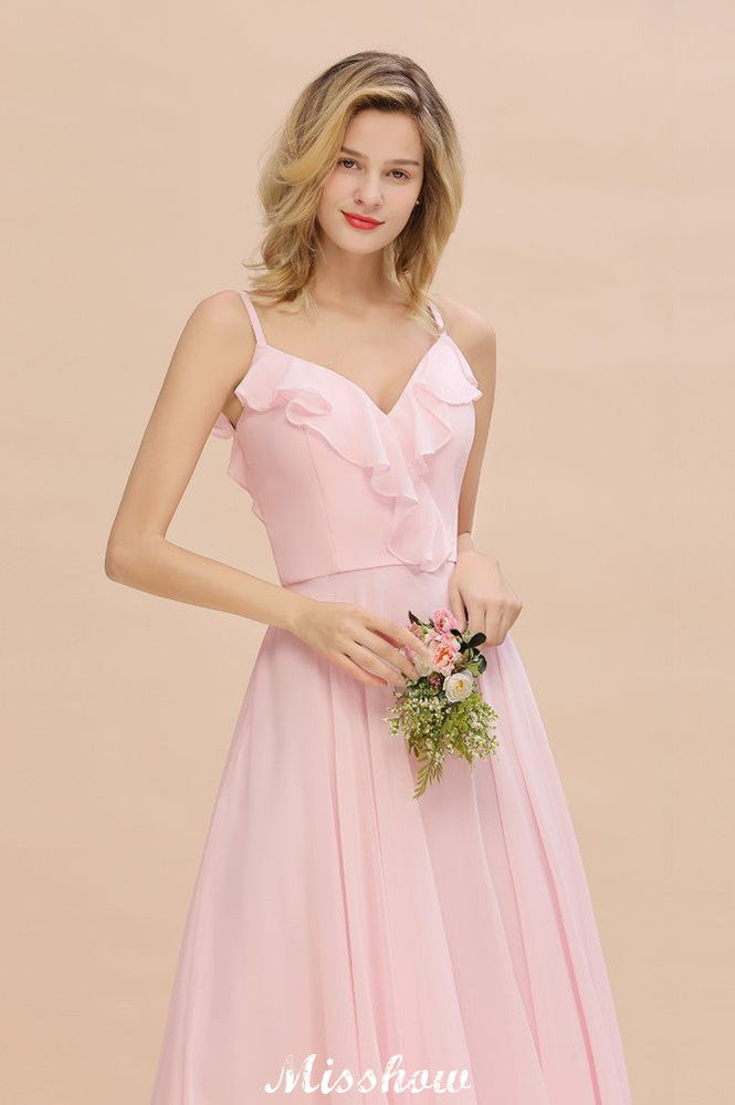 Robe de demoiselle d'honneur rose à bretelles en forme de cœur, dos nu en mousseline, robe de soirée