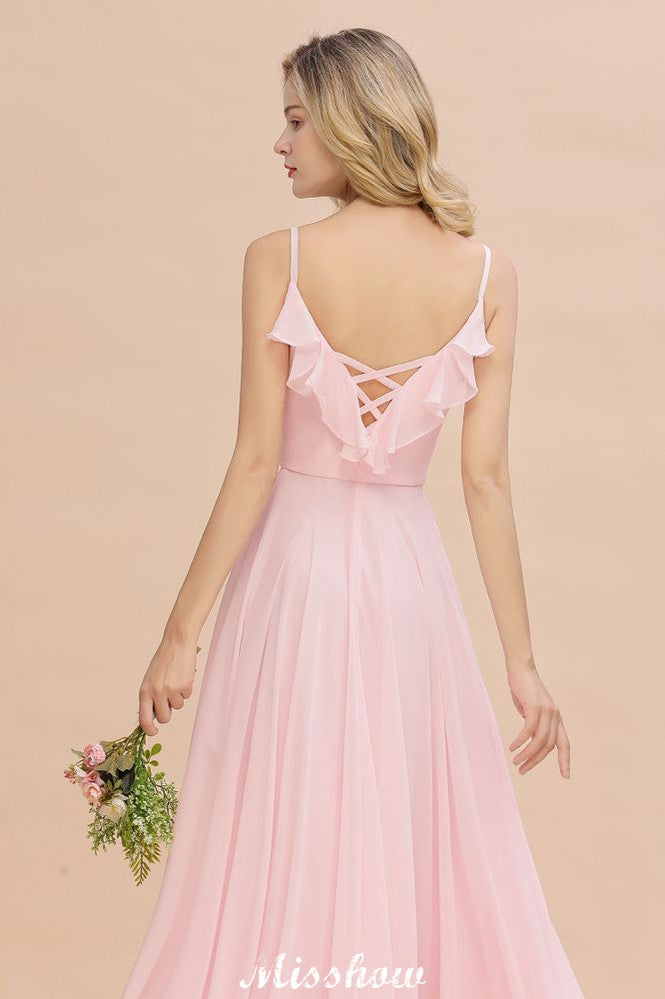Robe de demoiselle d'honneur rose à bretelles en forme de cœur, dos nu en mousseline, robe de soirée