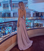 Stunning Spaghetti Straps Satin Evening Dress with Side Slit