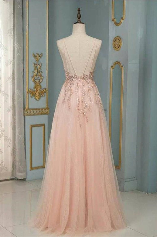 Robe de soirée maxi élégante à fines bretelles et col en V en dentelle florale, robe de bal sans manches en tulle.