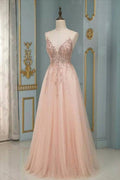 Robe de soirée maxi élégante à fines bretelles et col en V en dentelle florale, robe de bal sans manches en tulle.