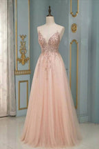 Robe de soirée maxi élégante à fines bretelles et col en V en dentelle florale, robe de bal sans manches en tulle.