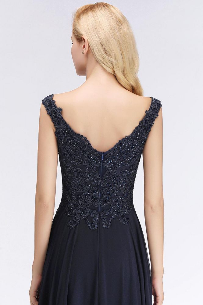 Stylish Straps Aline Beading Evening Maxi Dress Sleeveless V-Neck Wedding Guest Dress