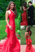 Charming Mermaid Long Prom Dress Evening Dress with Cascading Ruffles