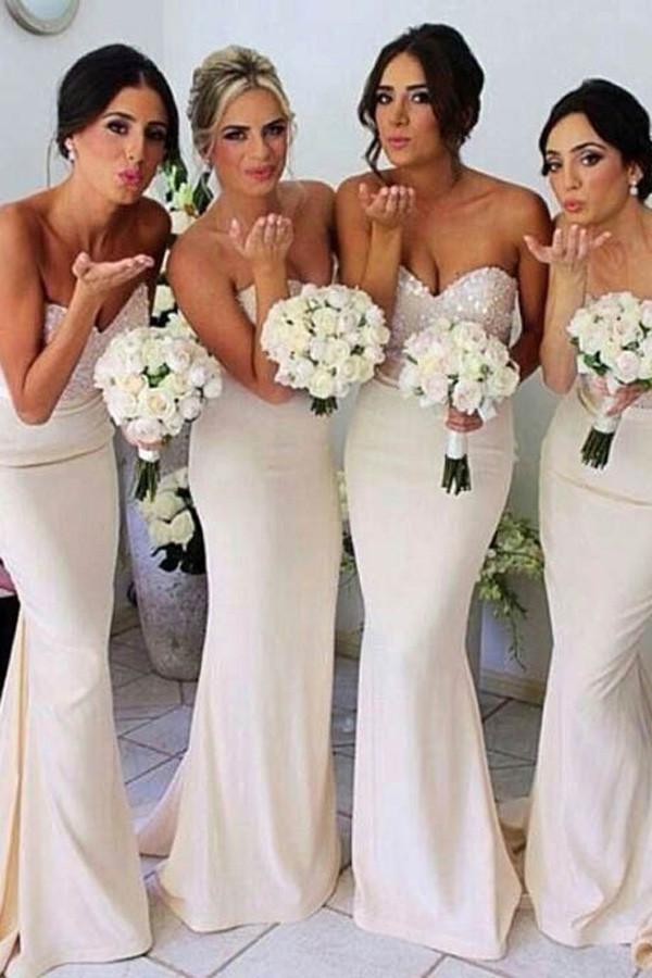 Vestidos de fiesta nupcial, vestido largo de dama de honor estilo sirena con escote corazón 
