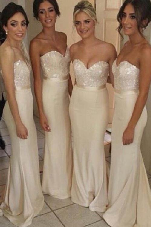 Vestidos de fiesta nupcial, vestido largo de dama de honor estilo sirena con escote corazón 