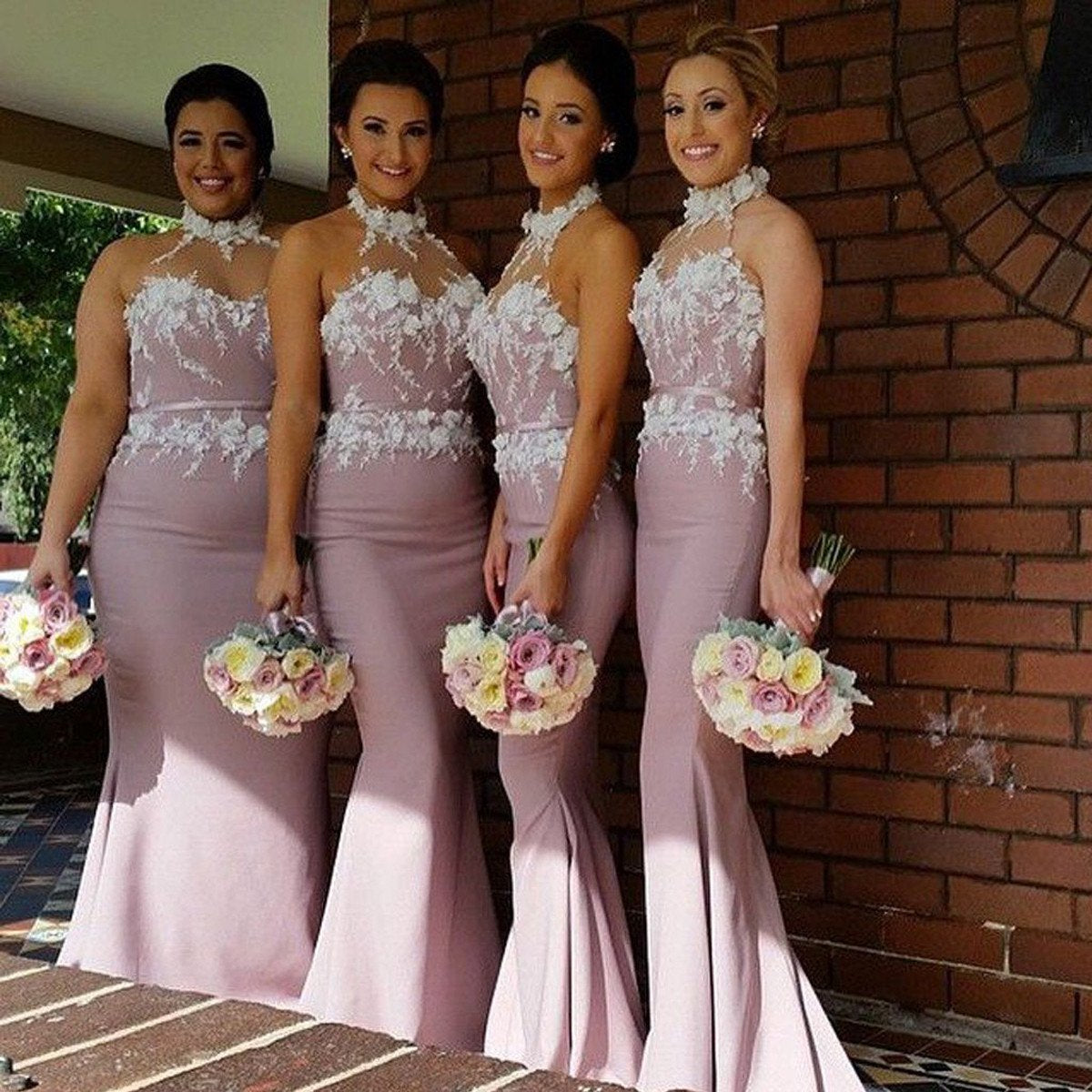 Robes longues pas chères pour les demoiselles d'honneur de mariage, robes sirène pour demoiselles d'honneur