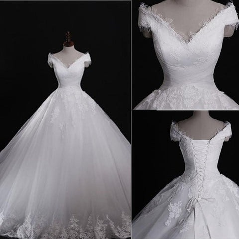 Robe de mariée classique en dentelle blanche Baoleely, épaules dénudées, lacets, style Vantage, MW186