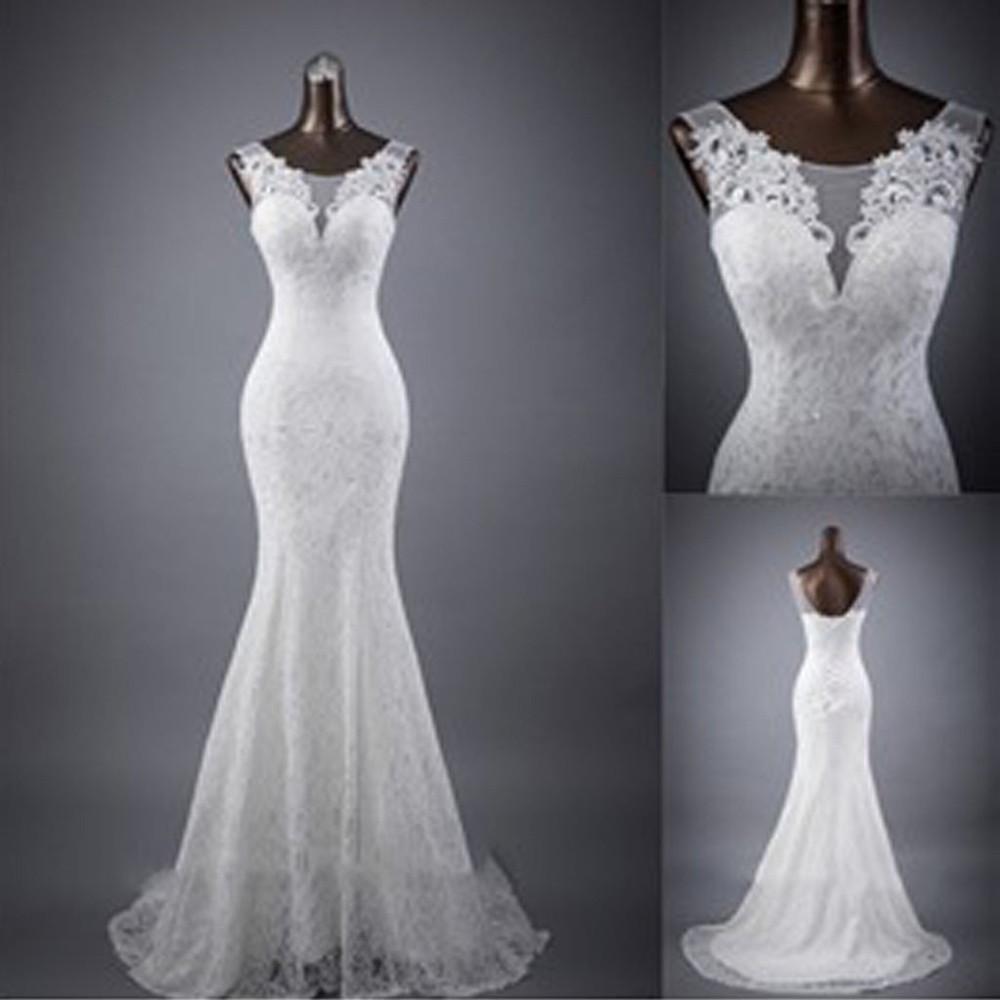 Baoleely White Sleeveless Mermaid Lace Up Wedding Dresses, Popular Bridal Dress, MW132
