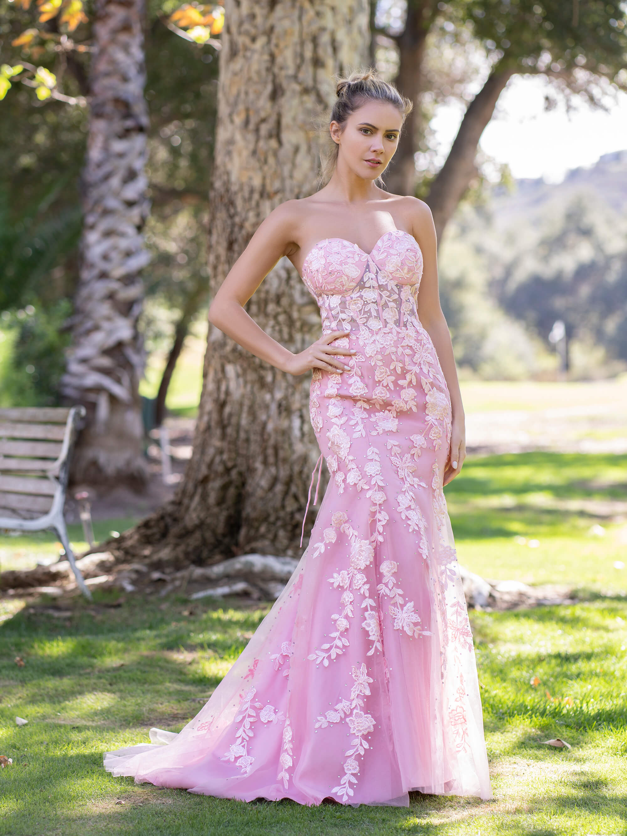Robe de bal sirène en tulle et dentelle à décolleté cœur