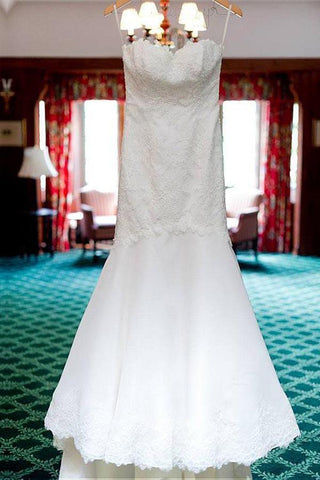 Vestidos de novia corte sirena con escote corazón y apliques de encaje WD194