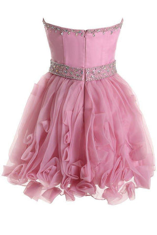 Sweetheart Organza Pink Homecoming Dresses Short Prom Dresses PG067
