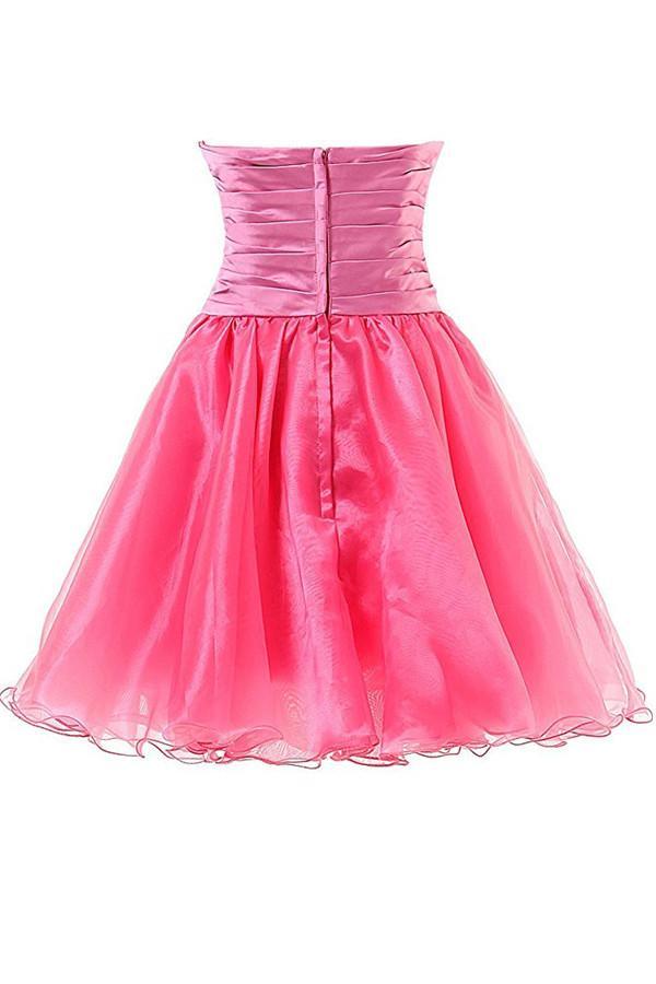 Vestidos cortos de organza con escote corazón para baile de graduación o fiesta de bienvenida PG063