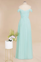 Sweetheart Ruffles Simple Prom Dresses Off the Shoulder aline Bridesmaid Dress