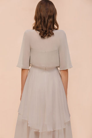 Sweetheart Sleeveless Mini Grey Bridesmaid Dress with Chiffon Wraps