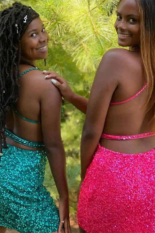 Sweetheart Sleeveless Sequined Short Homecoming Dresses
