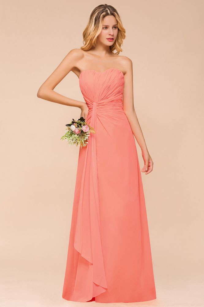Robe de demoiselle d'honneur bustier à volants en mousseline, longue robe de demoiselle d'honneur