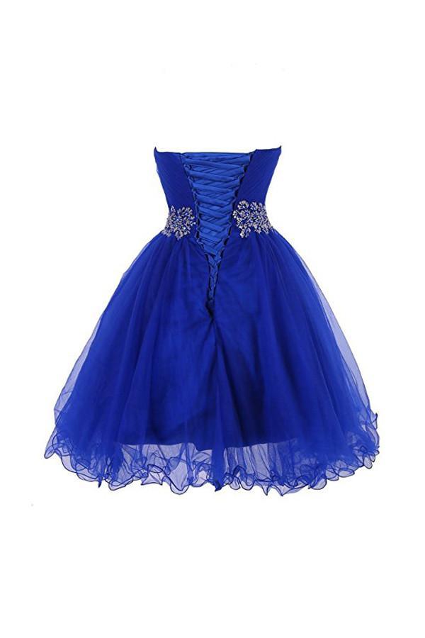 Robe de cocktail en tulle à décolleté cœur, robe de bal avec perles PG086