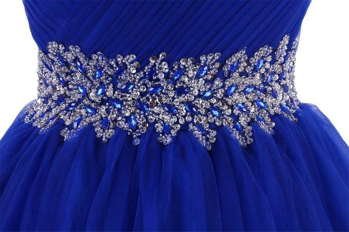 Robe de cocktail en tulle à décolleté cœur, robe de bal avec perles PG086