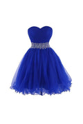 Robe de cocktail en tulle à décolleté cœur, robe de bal avec perles PG086