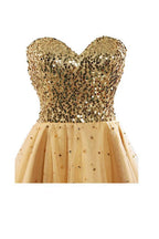 Vestido corto de fiesta de bienvenida con lentejuelas y tul con escote corazón PG085