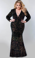 Long Sleeve V-neck Evening Gown