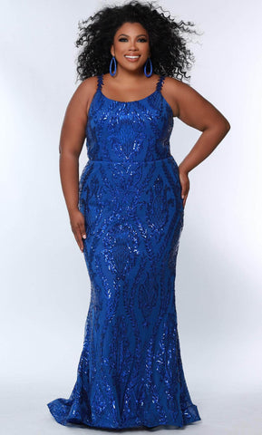 Robe de soirée à paillettes et décolleté rond