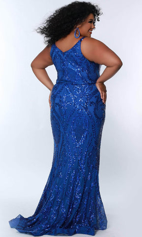 Robe de soirée à paillettes et décolleté rond