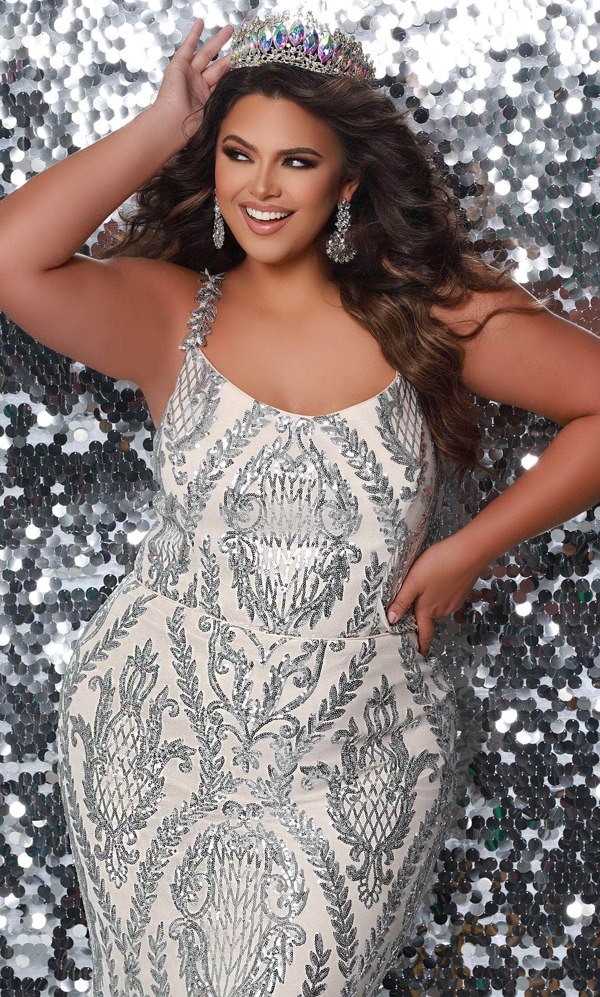 Sequined Scoop Formal Gown