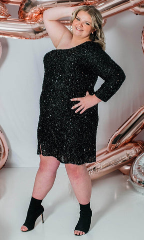 Robe de soirée asymétrique à sequins