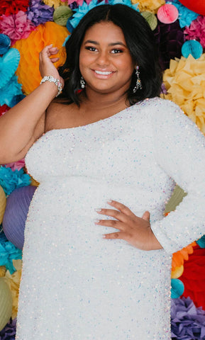 Robe de soirée asymétrique à sequins