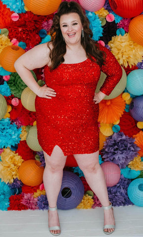 Robe de soirée asymétrique à sequins