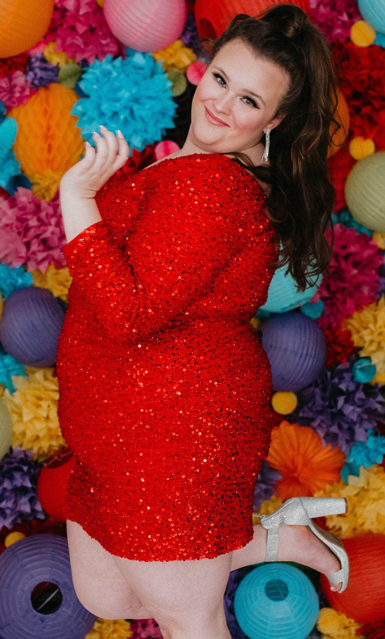 Robe de soirée asymétrique à sequins