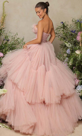 Vestido de graduación de talla grande sin tirantes, de tul con cuentas