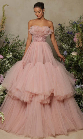 Vestido de graduación de talla grande sin tirantes, de tul con cuentas