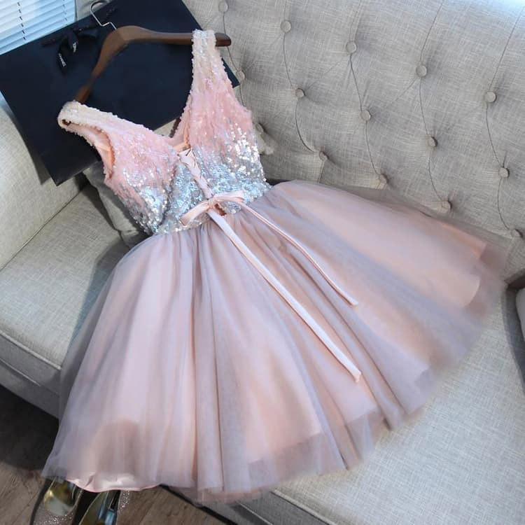 Vestido de fiesta de tul, sexy, corto, corte A, para baile de graduación, vestido de fiesta PD363