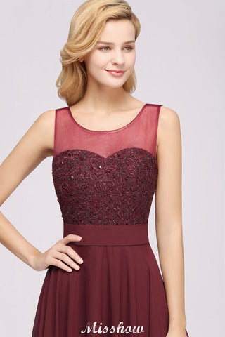 Vestido de dama de honor largo hasta el suelo, sin mangas, con encaje de tul y pedrería; vestido de fiesta de tul y gasa corte A.