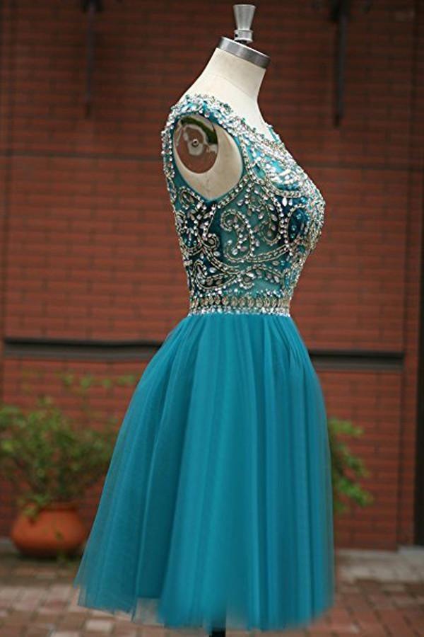 Tulle Scoop Neckline A Line Homecoming Dresses Prom Dresses PG050
