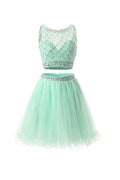 Robes de bal deux pièces en tulle menthe