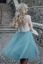 Robe de bal deux pièces en tulle transparent à manches longues et dentelle PD208