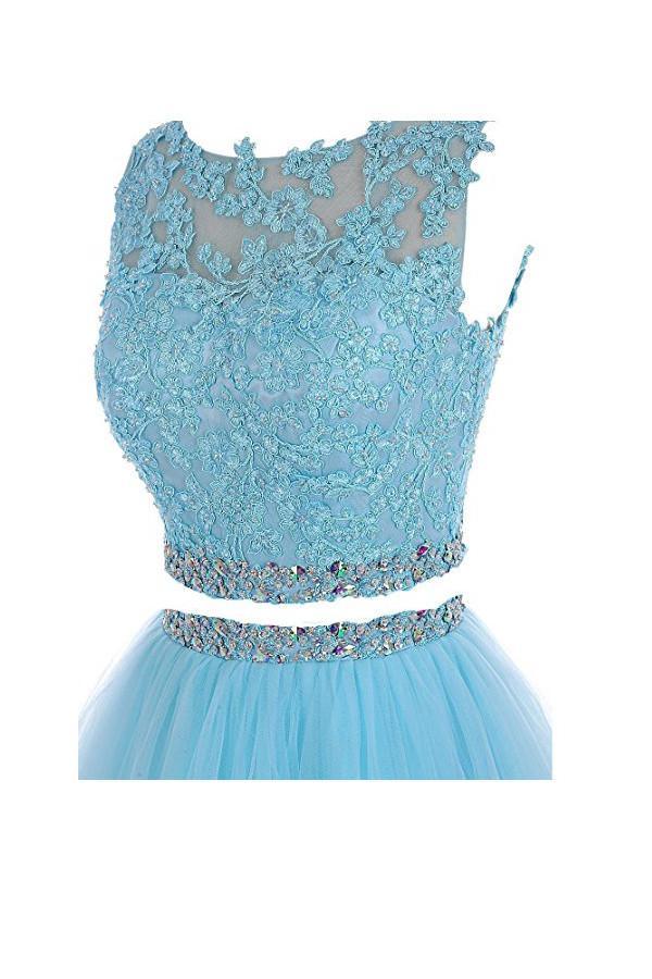 Robes de bal deux pièces, robes courtes à applications pour le retour à la maison