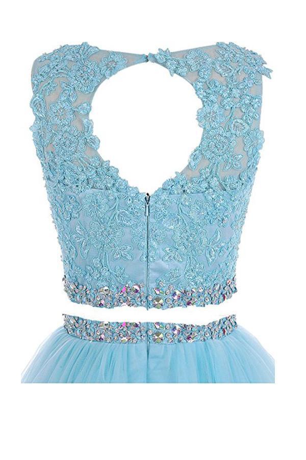 Robes de bal deux pièces, robes courtes à applications pour le retour à la maison