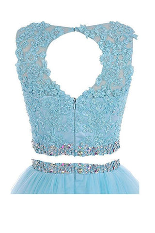 Vestidos de graduación de dos piezas con apliques, vestidos cortos para baile de bienvenida
